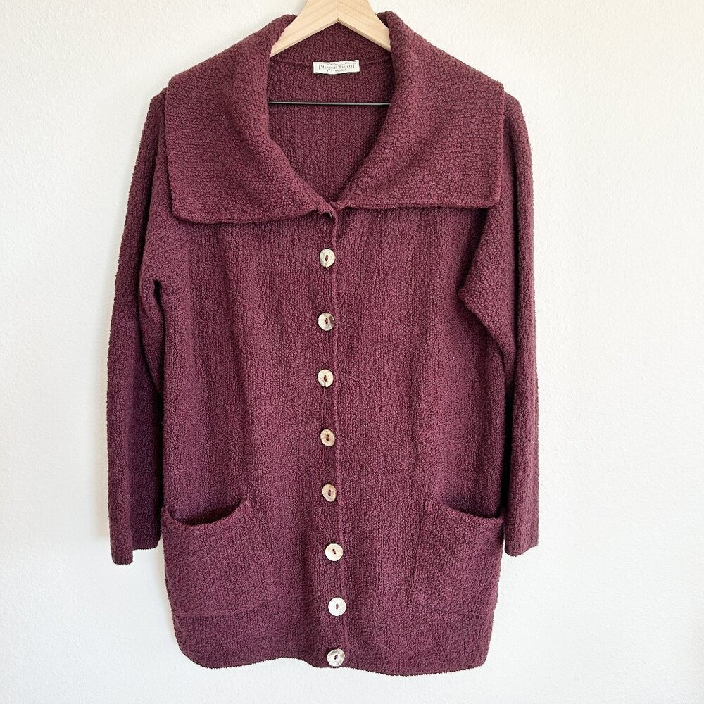 Margaret Winters Sweater Oversize Cardigan Shawl Collar Mother of Pearl
